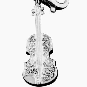 Thomas Sabo Silver Violin Charm Pendant with White Cubic Zirconia - Rare